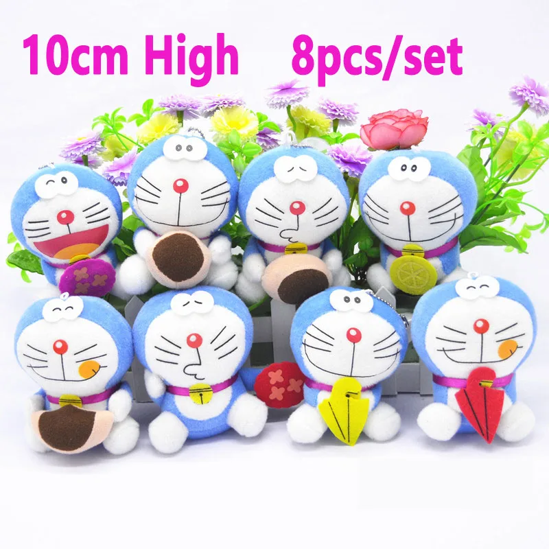 

8pcs 10cm Small Stuffed Mini Doraemon figure party decoration doll keyChain Animal pendant Toys Flower bouquet birthday Plush