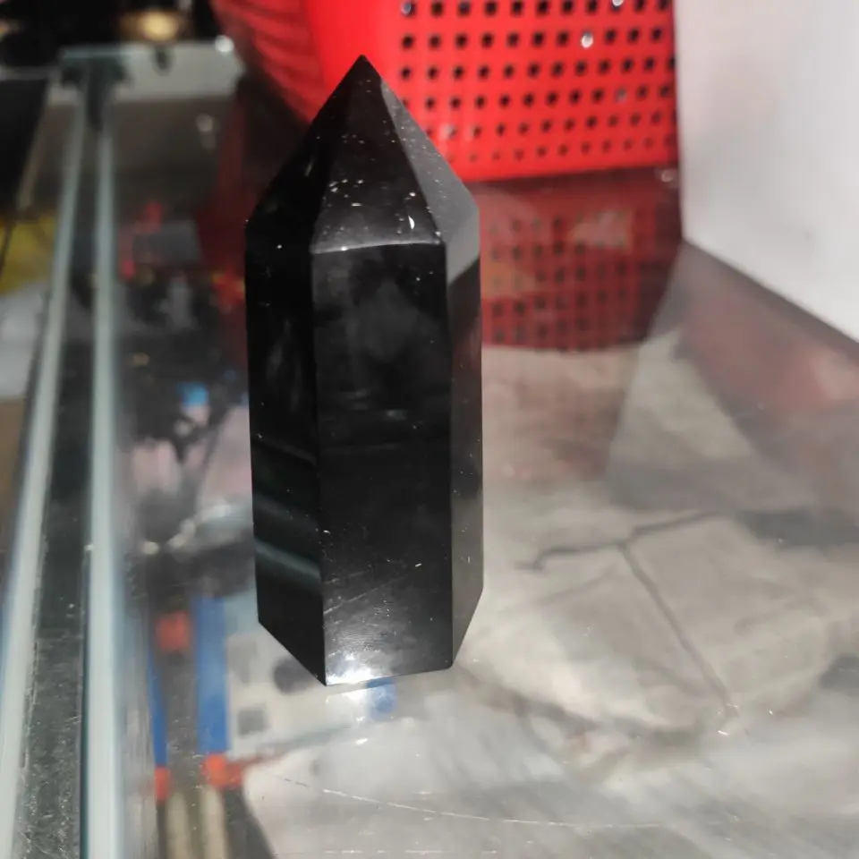 

Колонна из натурального камня обсидиана, минеральное украшение с кристаллами, лечебная палочка, украшение для дома «сделай сам», 1 шт., 7-8 см