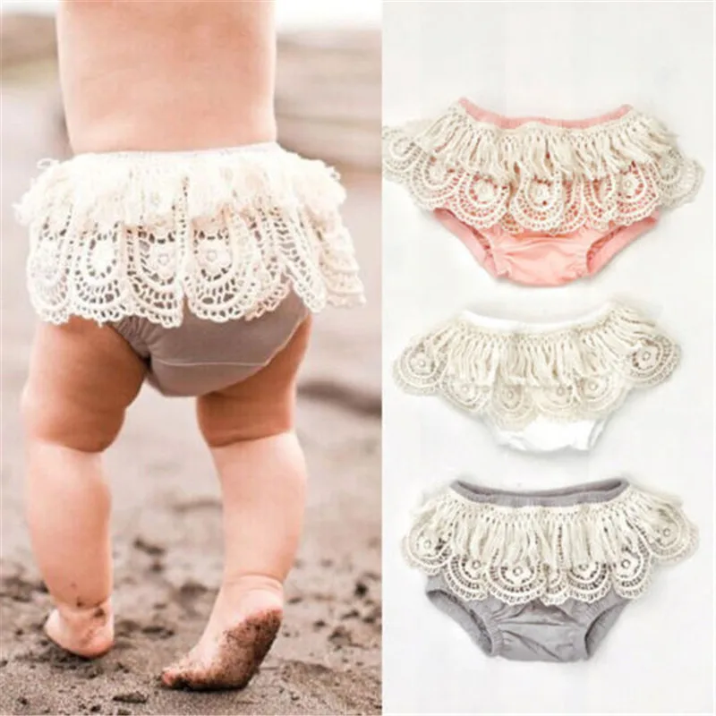 Cute Newborn Baby Girls Underwear Cotton Ruffle Frilly Shorts Fashion Lace Crochet Bloomers Nappy Cover Diaper babe Infant 0-24M | Детская