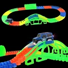 Магический Железнодорожный трек, набор моделей для сборки, светящийся гоночный автомобиль, гоночный трек, полоса перегиба, обучающие игрушки для мальчиков, подарок для детей