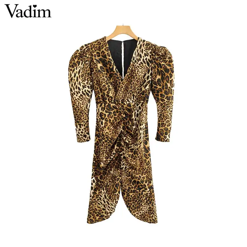 Vadim женское платье миди с животным узором Леопардовый принт молния сзади пышные