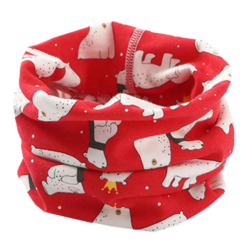 bear red cotton Весенний детский хлопковый шарф; осенне-зимний детский шарф с рисунком из мультфильма; шарфы для мальчиков и девочек; детский шейный платок - Цвет: bear red cotton