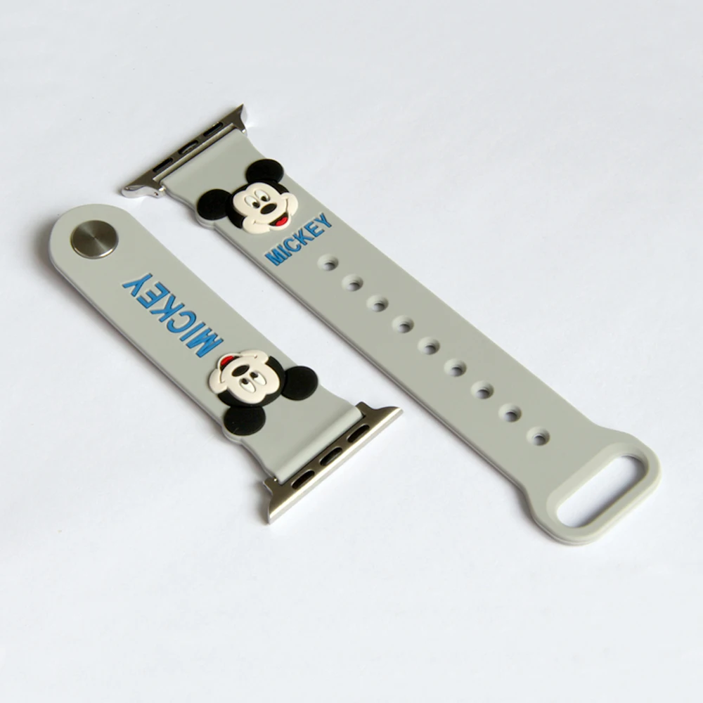 UEBN силиконовый ремешок для Apple Watch 4 44 мм 40 мм ремешок для Apple watch series 4 3 2 кролик мультфильм Микки Ремешок Браслет