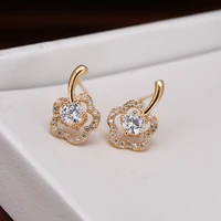 de078 fashion delicacy elegant street snap series zircon flower ear stud gift party banquet womens jewelry earrings