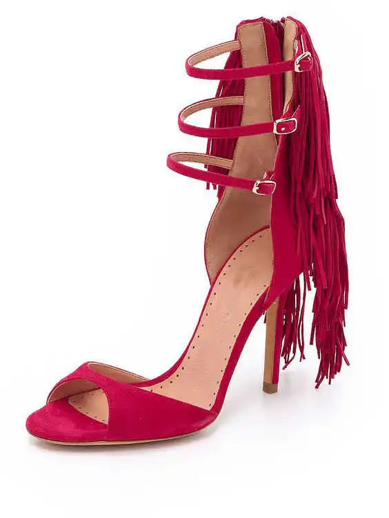 

New summer heel tassel sexy stage sandals banquet shoes sandals