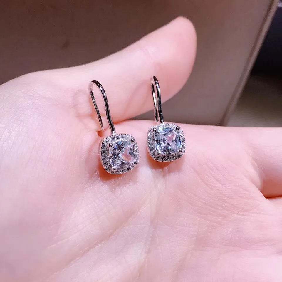 

TSHOU140 стерлингового серебра 925 Женский круг Цепочки и ожерелья квадратные серьги-гвоздики в форме комплект ключица цепочка из стерлингового...