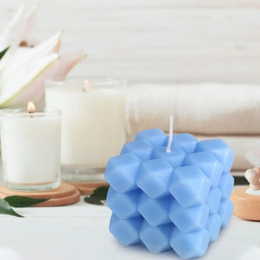 Ароматические свечи 1 шт. 3D геометрические кубические искусственное украшение