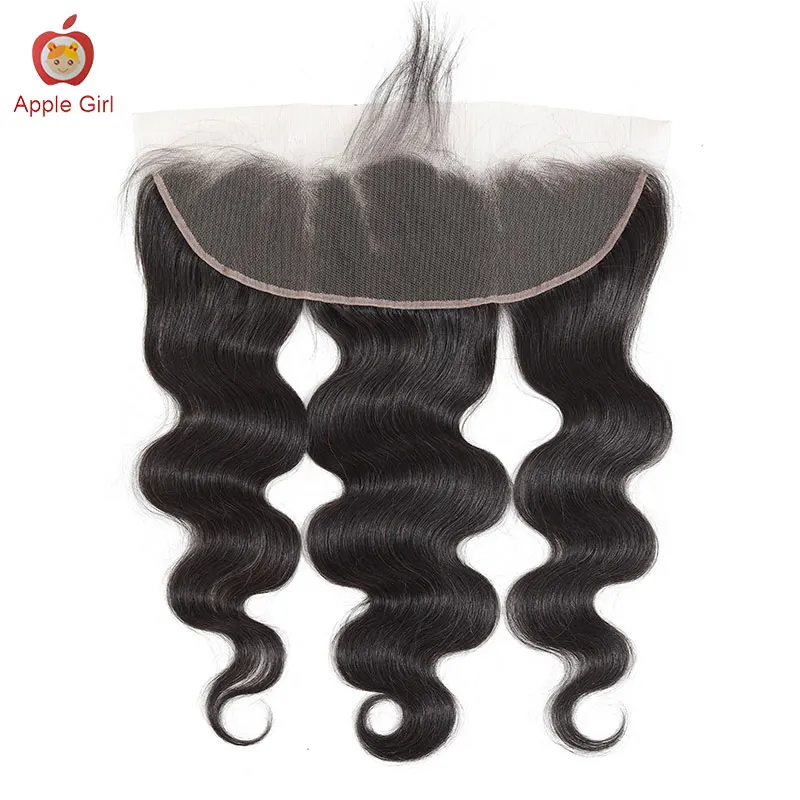 

Applegirl Body Wave Human Hair 3 Bundles With Lace Frontal Brazilian Remy Hair Ear to Ear 13*4 Inch Soft Swiss Lace