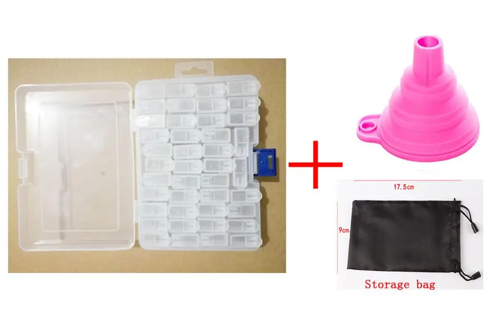 Box-Funnel-Bag 42 больших ячеек коробка для хранения для DIY алмазной живописи пластиковая коробка для хранения Стразы мозаичные бусины Органайзер 42 больших решетки - Цвет: Box-Funnel-Bag