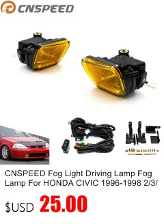 CNSPEED туман светильник фар дальнего света Противотуманные фары для HONDA CIVIC 1996-1998 2/3/4 DR с переключатель белого и желтого цвета YC100477