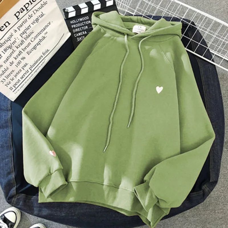 Green Толстовка Harajuku стиль свободная одежда Женская Куртка tide Толстовка Размер Уличная para спортивный костюм плюс бархат утолщение - Цвет: Green