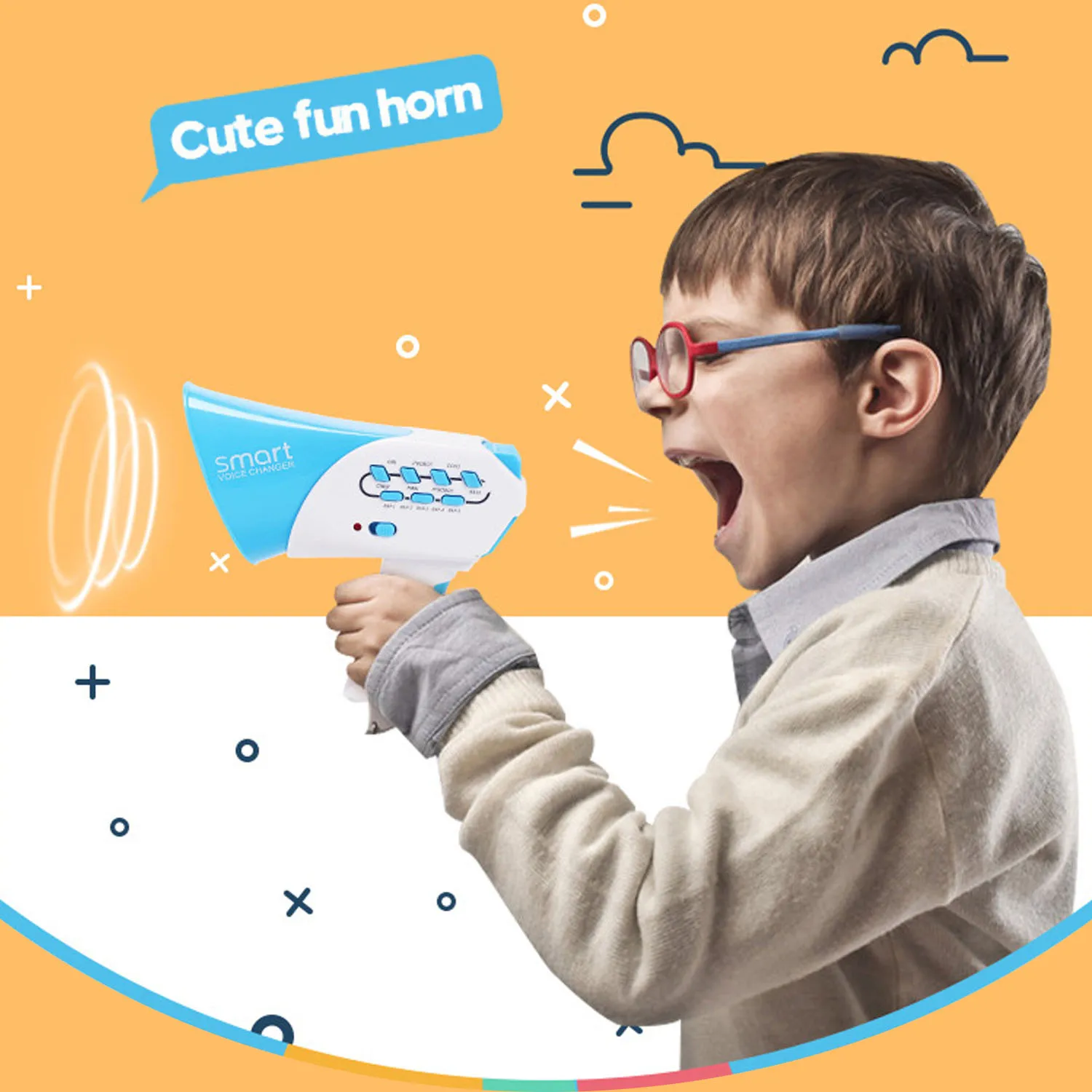 Игрушка для изменения голоса детей Забавная детская громкая связь Мини-распорядитель голоса Мегафон Электронная связь с 7 звуковыми эффектами.