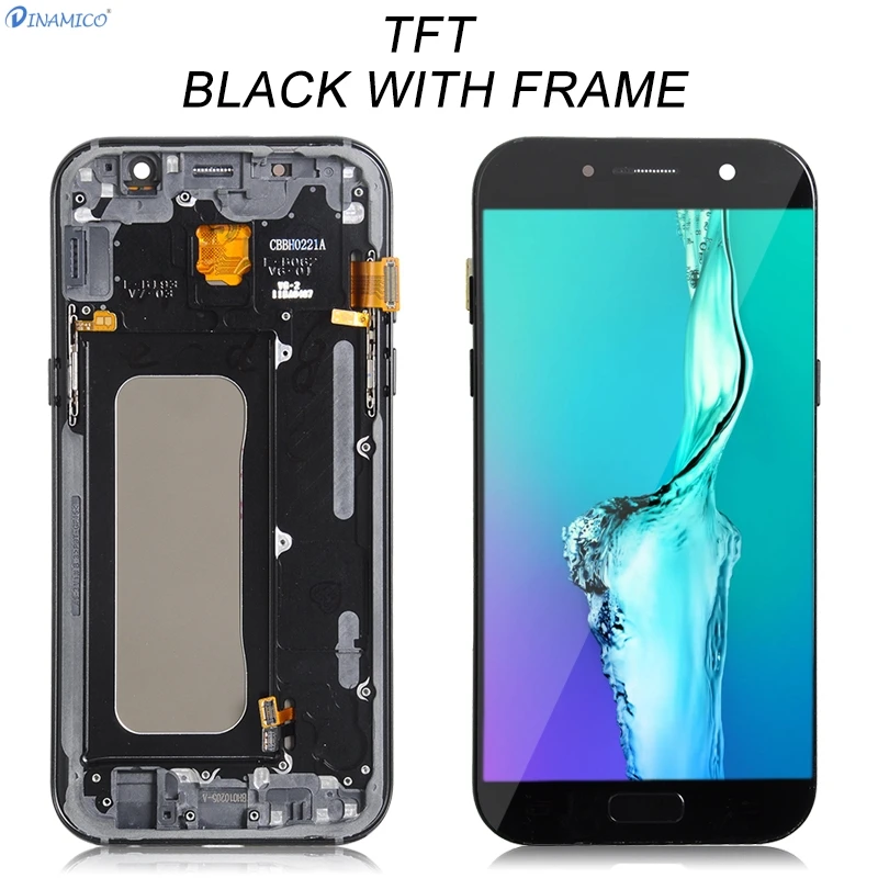 Dinamico OLED A520 Lcd для samsung Galaxy A5 Lcd A520F дисплей сенсорный экран дигитайзер панель в сборе с рамкой - Цвет: TFT Black With Frame