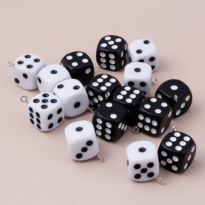 

10pcs Big Statement 2 Color 3D Dice Pendants for DIY Charms Necklaces & Earrings Crafting Bracelets Making Waist chain Jewelry