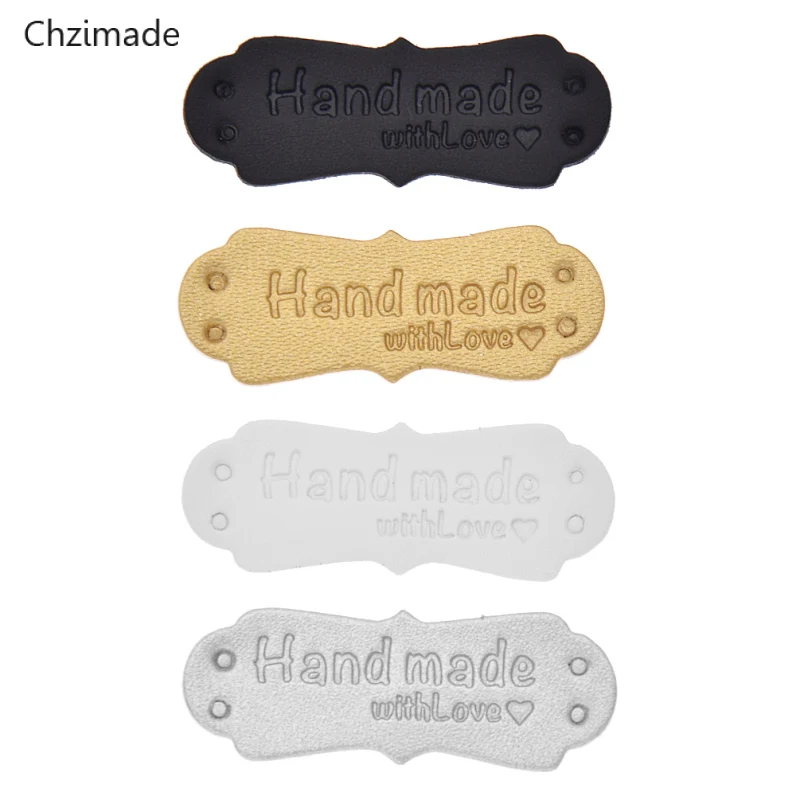10 шт./лот бирки ручной работы с тиснением для одежды этикетки из искусственной