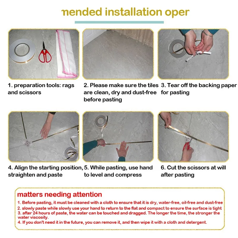 

Beautiful Seam Stickers Hall Bedroom Tiles Beautiful Seam Stickers Brushed Gold Self-adhesive Floor Stickers -1