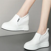 platform ankle boots womens cow leather round toe fashion sneaker punk wedge high heel oxfords pumps loafers