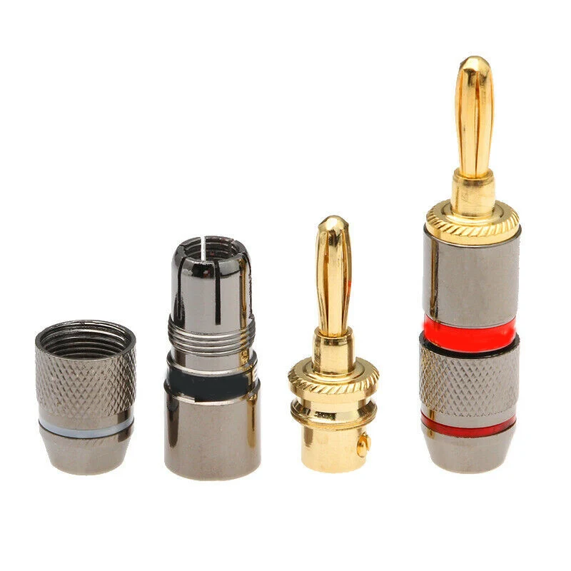 12 шт. медный Банановый штекер Адаптер для динамика 24K позолоченный разъем