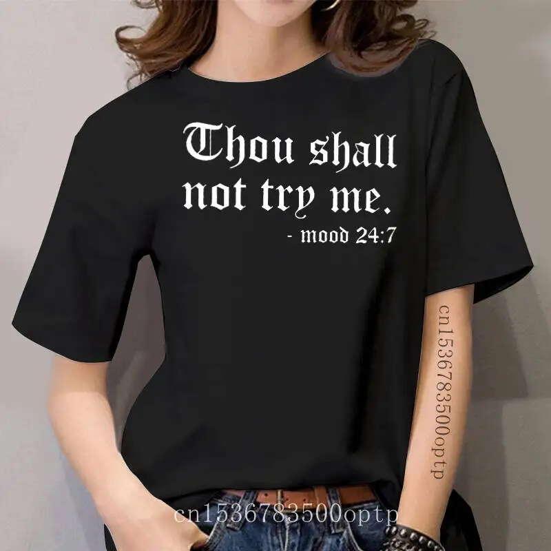 

Nlife Thou Shall Not Try Me Letter Print T Shirts for Womens Tops