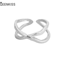 qeenkiss rg6472 fine jewelry%c2%a0wholesale%c2%a0fashion%c2%a0%c2%a0woman%c2%a0girl%c2%a0birthday%c2%a0wedding gift irregular cross 18kt gold white gold open ring