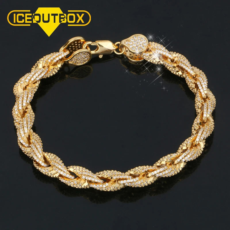 Веревочный браслет в стиле хип хоп 8 мм золотистый цепочка хиппи Рок Стразы для