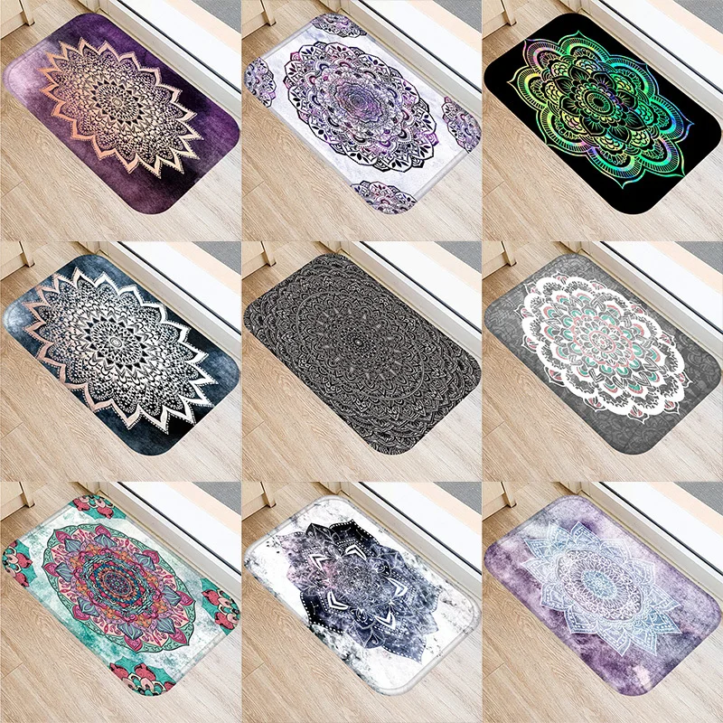

Living Room Doormats Colorful Marble Pink Mandala Anti-Slip Home Decorative Kitchen Floor Carpet Entrance Mat in Hallway 48232-2