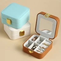 with makeup mirror earrings jewelry storage box simple and portable retro style jewelry box
