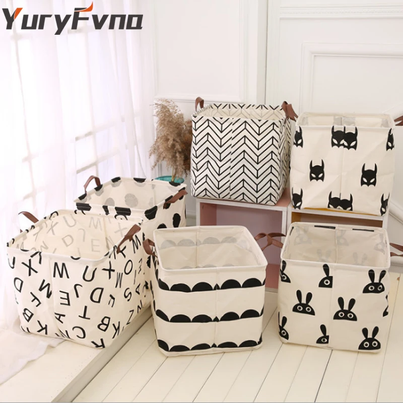 YuryFvna ткань корзина для хранения игрушек Ящик складные льняные Детские Прачечная