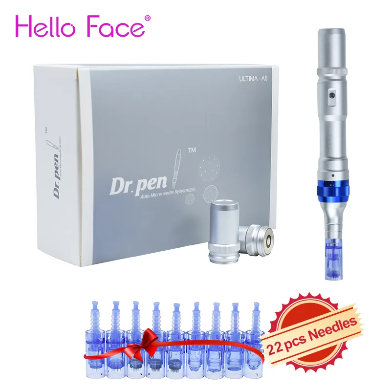 Dr Pen A6 with 22PCS Needle Cartridge Skin Care Kit Professional Microneedling Pen 2 Rechargeable Battery Dr.pen Microneedling