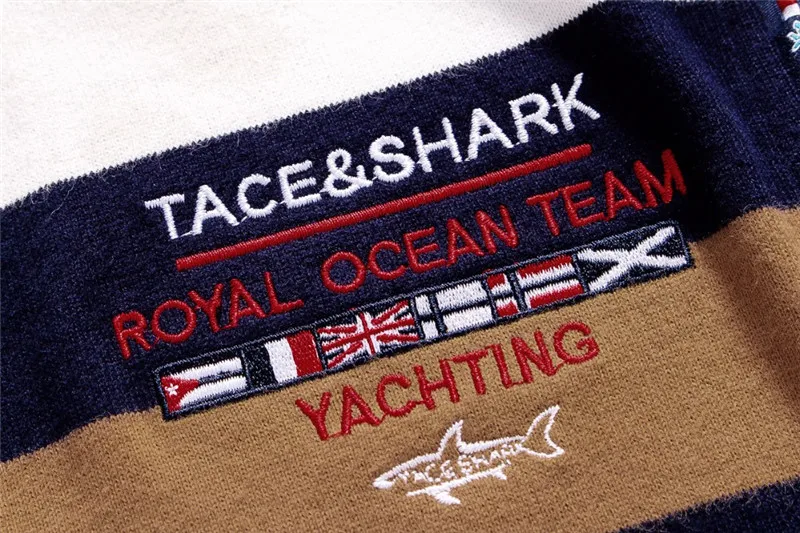 Бренд Tace& Shark, Мужской пуловер, свитера, осень и зима, Повседневный трикотаж, мужские пуловеры, половина водолазки, Классические мужские свитера