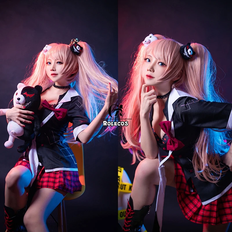 ROLECOS аниме Dangan Ronpa 2 Косплей Костюм джунко эношима женская школьная форма платье