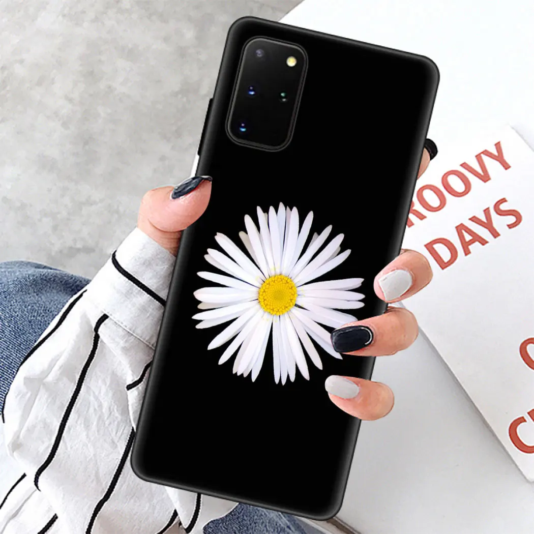 Soft silicone Cover for Samsung Note 8 9 S6 S7 Edge S8 S10 10 Plus S10E Black Phone Case Summer Daisy Sunflower Floral | Мобильные