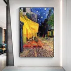 Картина Ван Гог, знаменитая картина маслом, для кафе, террасы ночью, Репродукция на холсте, плакат и принты, импрессионизм, настенное искусство, декоративная картина