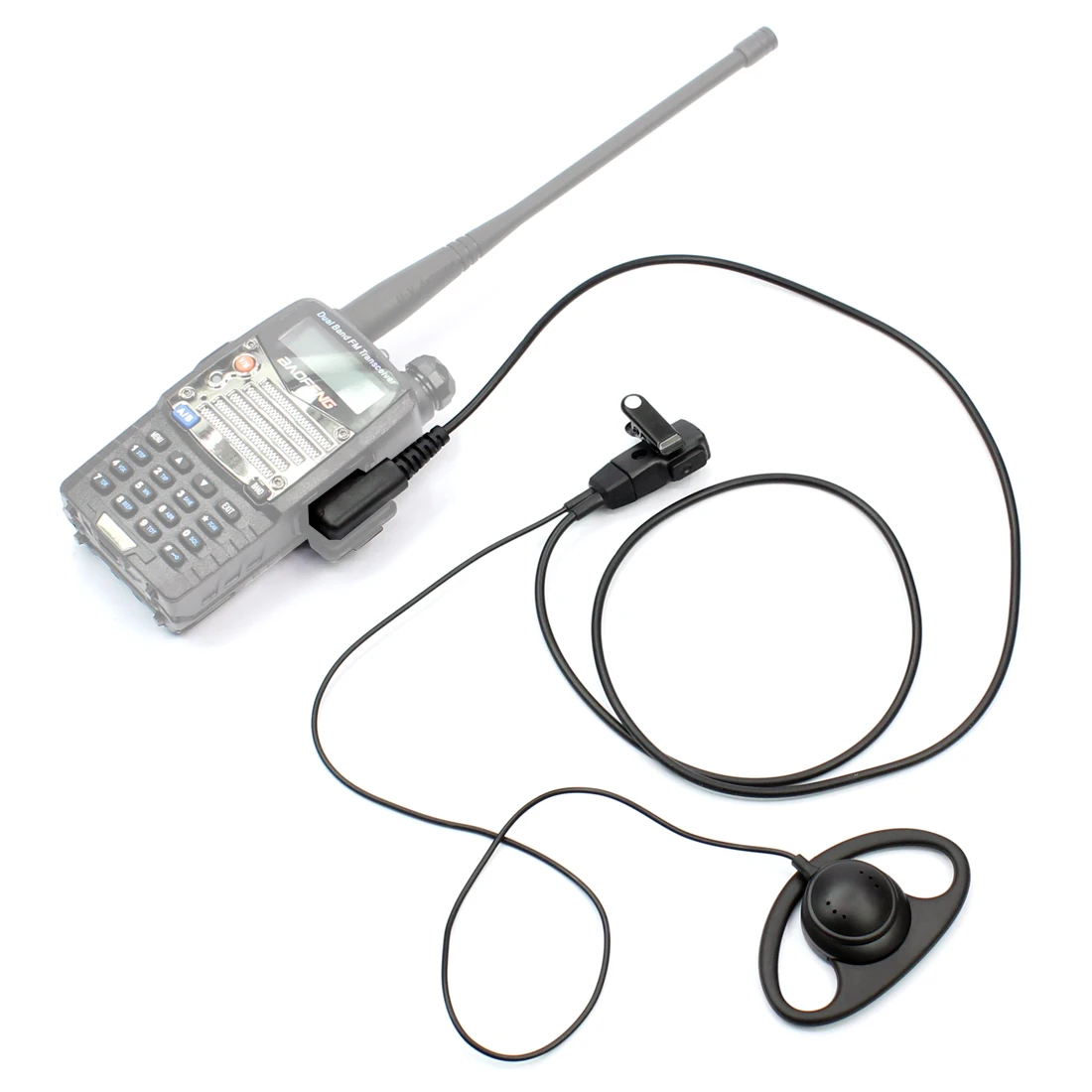 

D Shape Soft Ear Hook Earpiece 2 Pin PTT with Mic Headset for UV-5R 888S 777S 666S BF Handheld Walkie Talkie Accessories