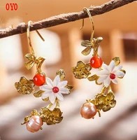 female retro super fairy long earrings korean temperament personality all around sterling silver cold air earrings