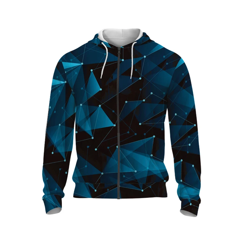 

3D European And American Polygonal Digital Printing Parent Child Zipper Long Sleeve Sweater Creative Loose Sports Autumn