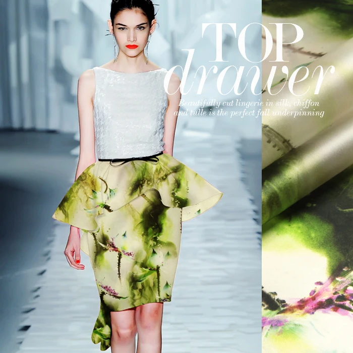 

135 cm wide silk organza fabric meter 14 mm printed chinese silk fabric micro-perspective dress fabric wholesale silk cloth