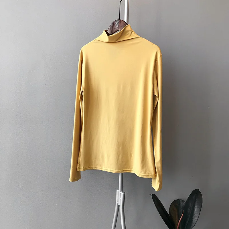 

Autumn Half High Neck Bottoming Modal Shirt Pullover Sweaters Long Sleeve Women's Slim Inner All Match Base Tops Female 2020 New