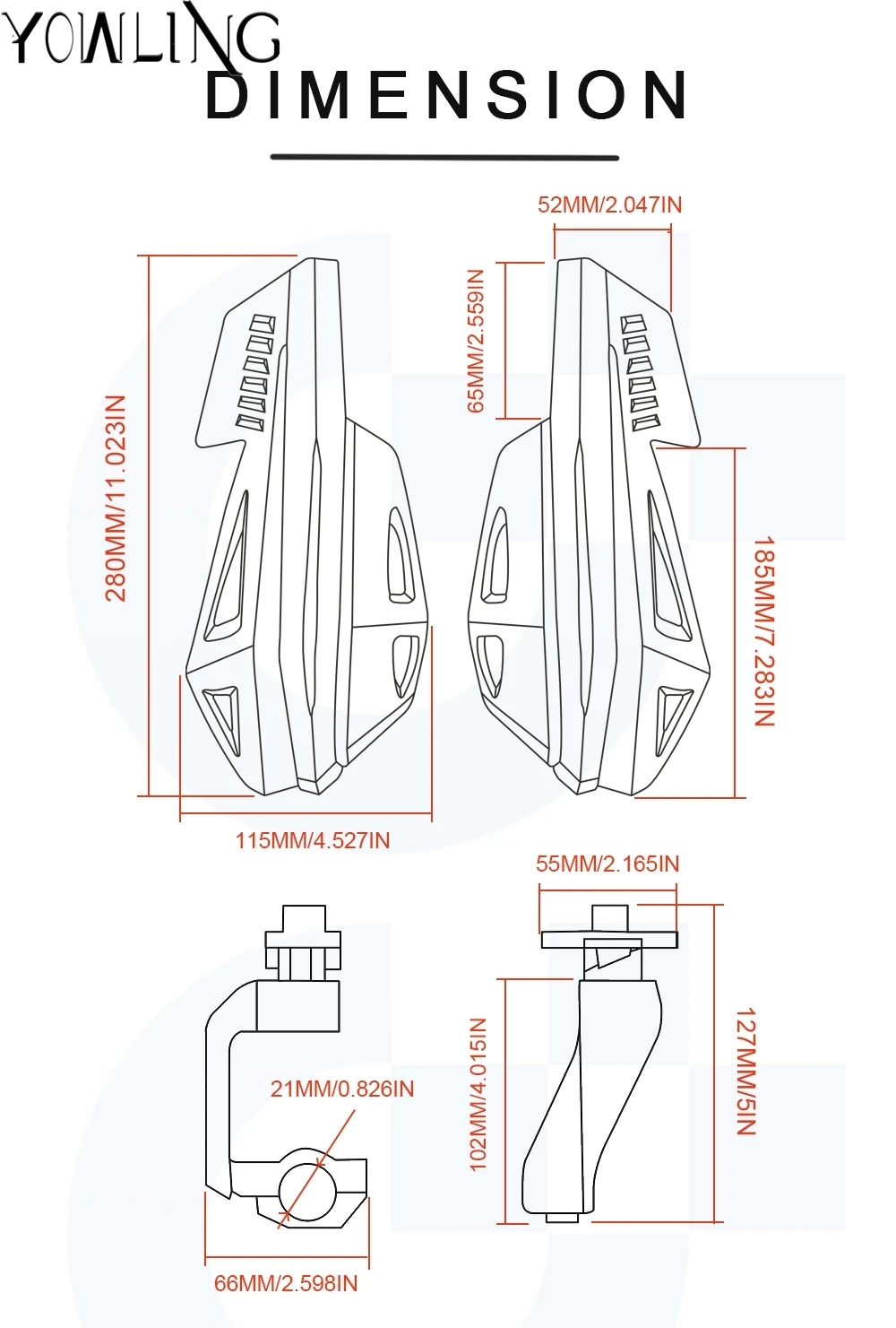 

For YZ125 YZ250 YZ250F YZ450F 06-19 WR250F WR450F 07-14 Off Road Motorcycle Hand Guard Handguard Shield Windproof Protector Gear