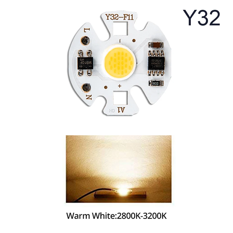 Y32 Warm White Y27 Y32 мини COB светодиодный светильник 220 В 110 В 3 Вт 5 Вт 7 Вт 9 Вт круглый светодиодный COB Чип Диодная лампа для Точечный светильник не нужен драйвер DIY прожектор светильник - Испускаемый цвет: Y32 Warm White
