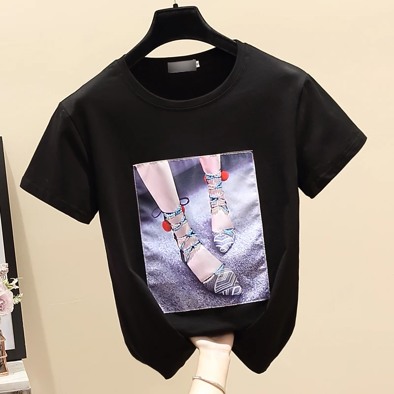 

New Fashion Moon and Star Print Women t shirt Casual Cotton Hipster Funny t shirt White