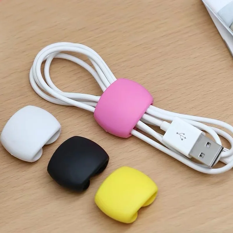

4Pcs Universal Line Storage Clip Desk Organizer Winder Portable Earphone Data Cable Storage Buckle Organizer collection