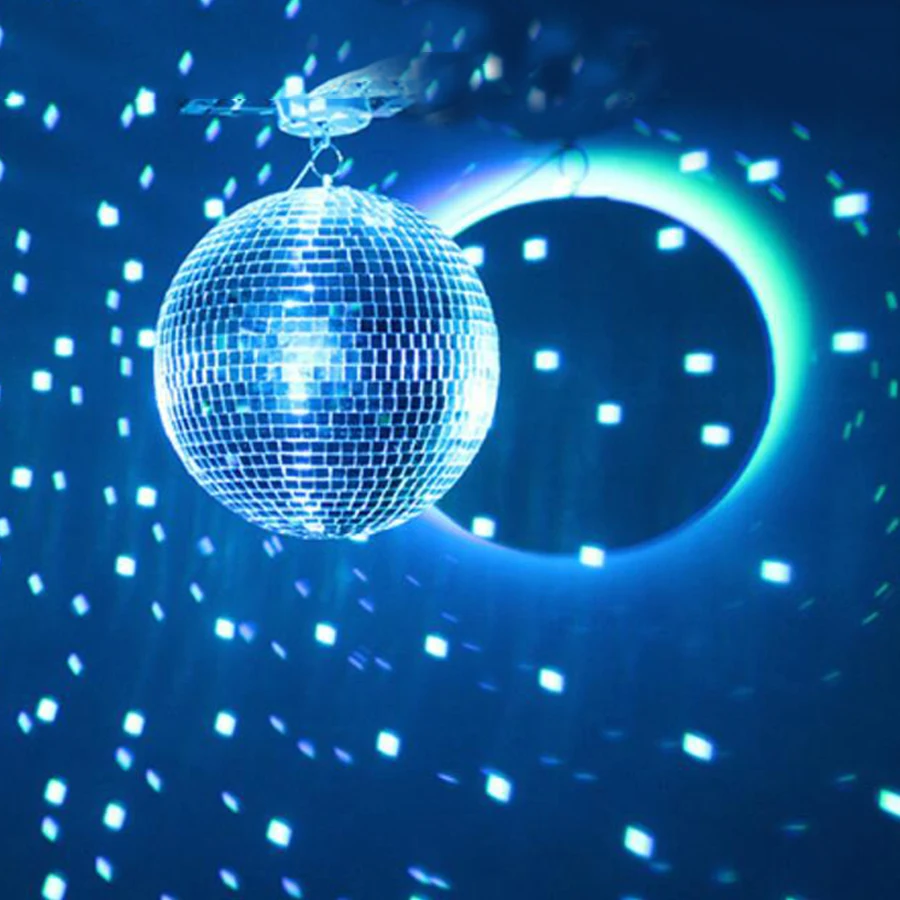 

Dia10/12/15CM Hanging Disco Mirror Ball Cool Fun Silver Rotating Disco Ball 10W RGB Pinspot Lamp For Bar DJ KTV Wedding Party