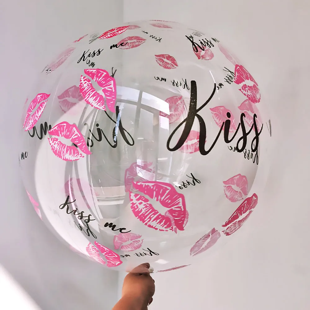 

10pcs Transparent Printed Bobo Balloons Clear Bubble Balloon Valentine's Day Wedding Birthday Party Decorations Helium Globos