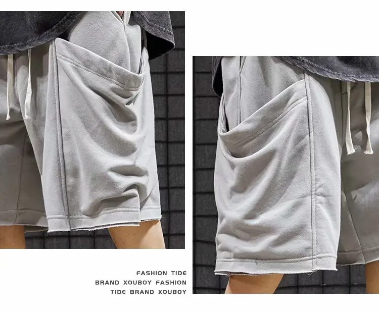 

Korean Fashion Shorts Men Casual Big Pocket Short Joggers Streetwear Elastic Waist Summer Bottoms