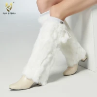 knee pads knee brace fur leg warmer real rabbit fur womens foot warmer winter accessories knee retainer fur story fs080101
