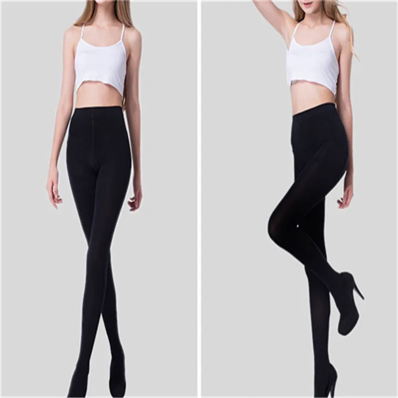 Новинка модные женские черные пикантные колготки осенне зимние теплые бесшовные