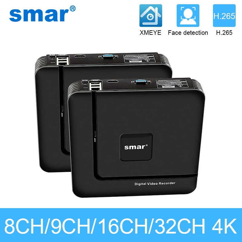 

Smar H.265 CCTV NVR 8CH 9CH 16CH 32CH For 5MP 4K IP Camera Support Face Detection Video DVR Recorder Security System Onvif XMEYE