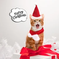 pet dog christmas hat scarf set cat small pet funny cute costume holiday clothes fancy dress party pet clothes accessories