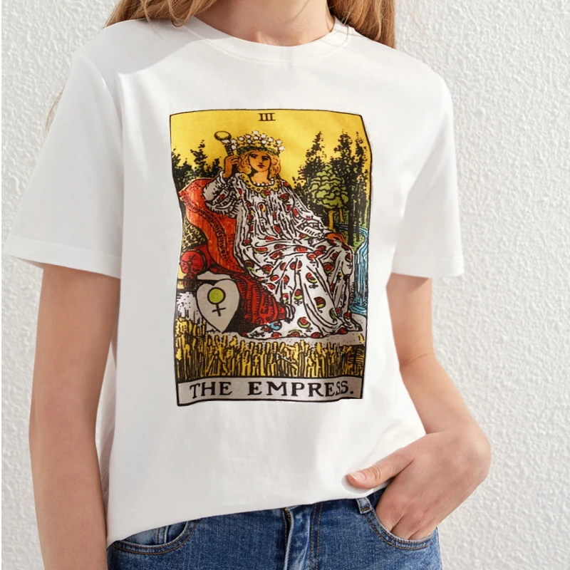 Футболка с надписью Empress Tarot Card основная Аркана Telling оккультистическая футболка